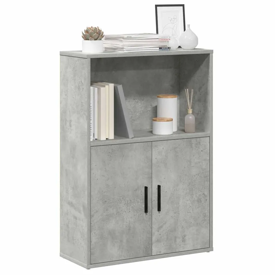 Bibliothèque gris béton 60x24x85 cm bois d'ingénierie