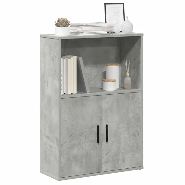 Bibliothèque gris béton 60x24x85 cm bois d'ingénierie