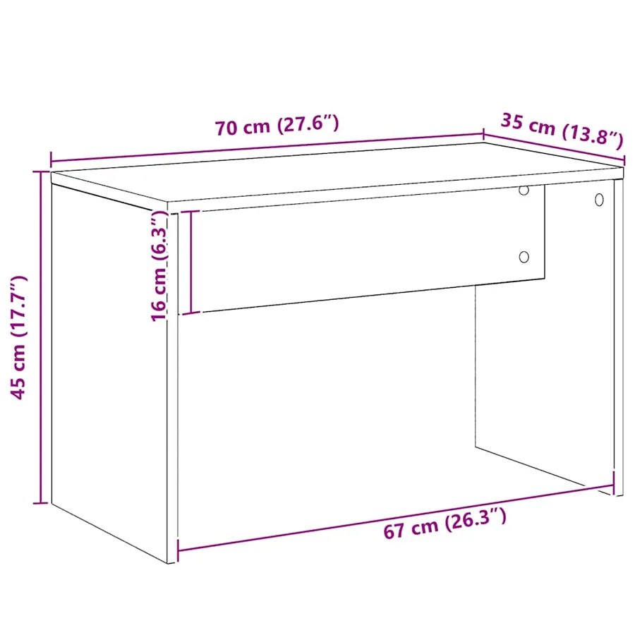 Tabouret de toilette chêne artisanal 70x35x45cm bois ingénierie - 9