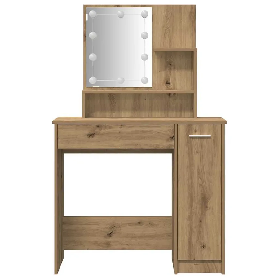 Ensemble de coiffeuse avec LED chêne artisanal bois ingénierie - 5
