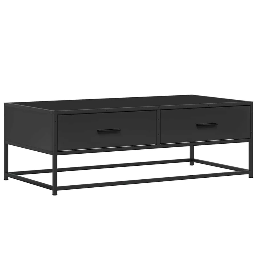 Table basse noir 100x50x35 cm bois d'ingénierie et métal - 2