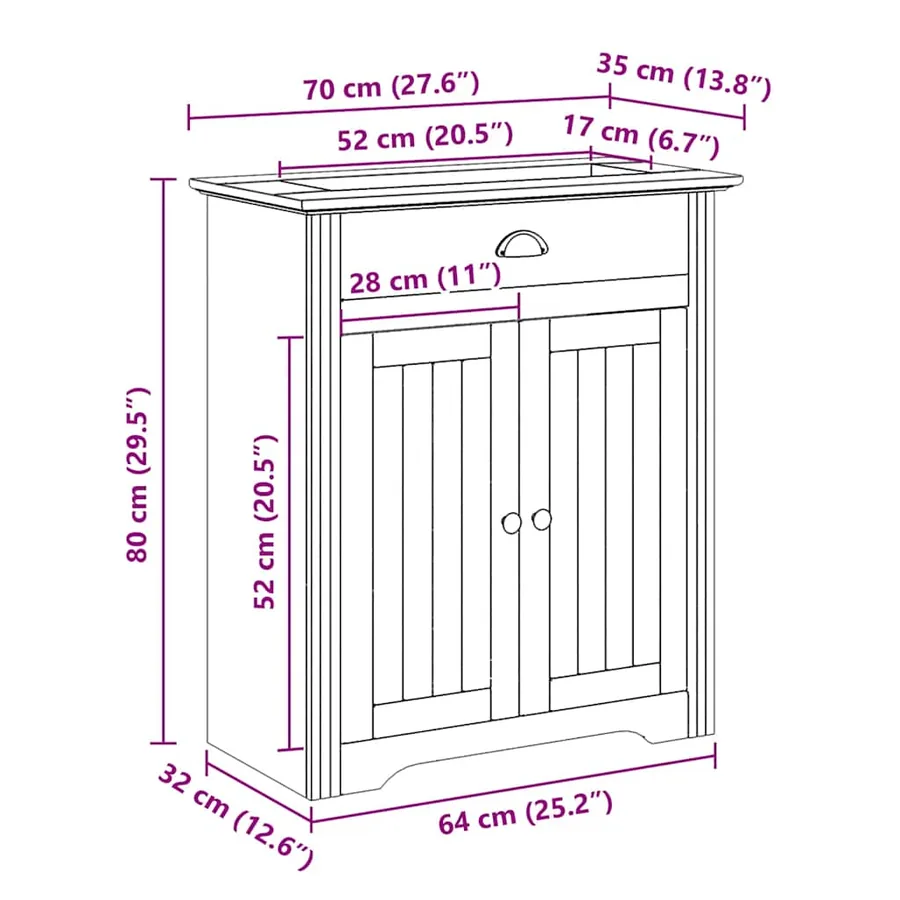 Armoire de lavabo de salle de bain BODO blanc 70x35x80 cm - 9