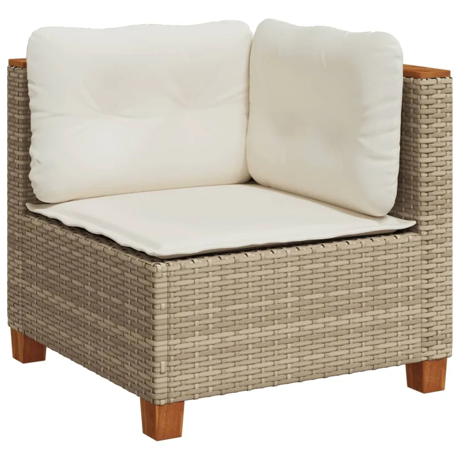 Salon de jardin avec coussins 5 pcs beige résine tressée - 3