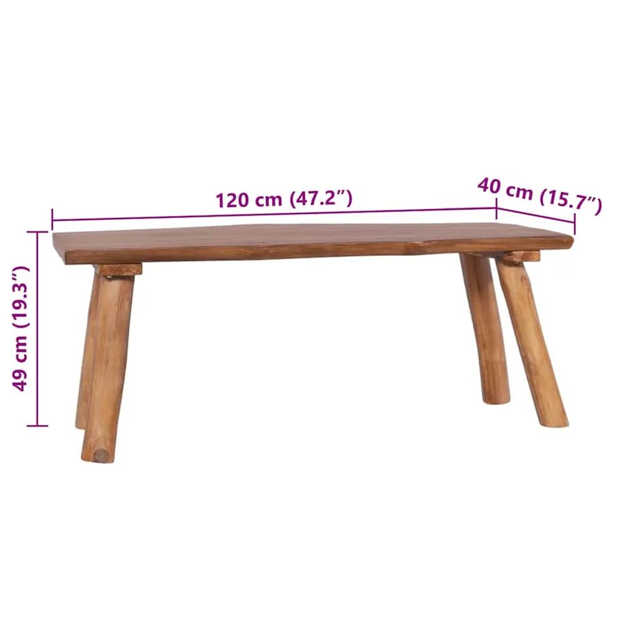 Banc de jardin 120 cm Bois de teck solide - 6
