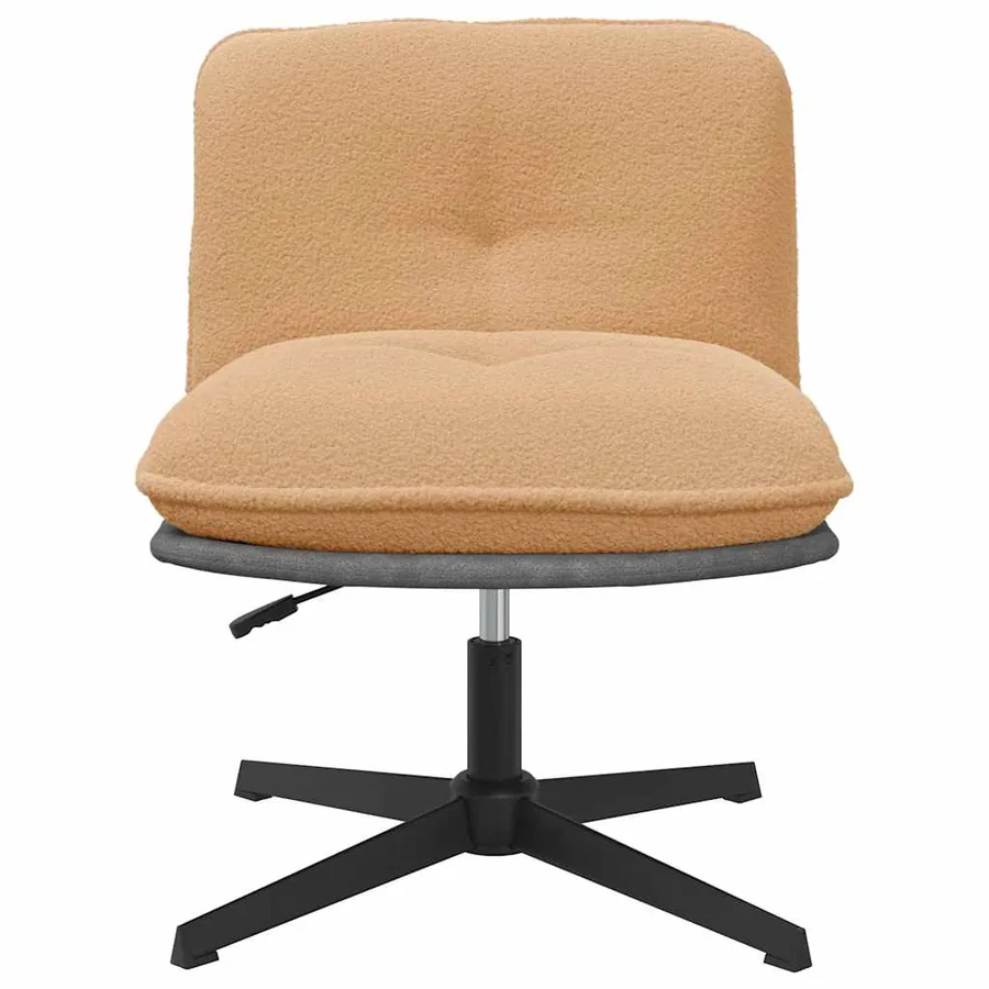 Chaise pivotante de bureau beige bouclé comme de la laine tissu - 4