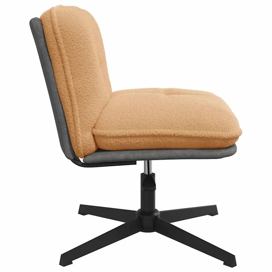Chaise pivotante de bureau beige bouclé comme de la laine tissu - 5