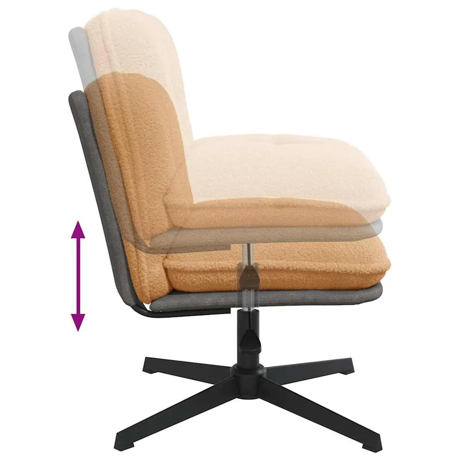 Chaise pivotante de bureau beige bouclé comme de la laine tissu - 7