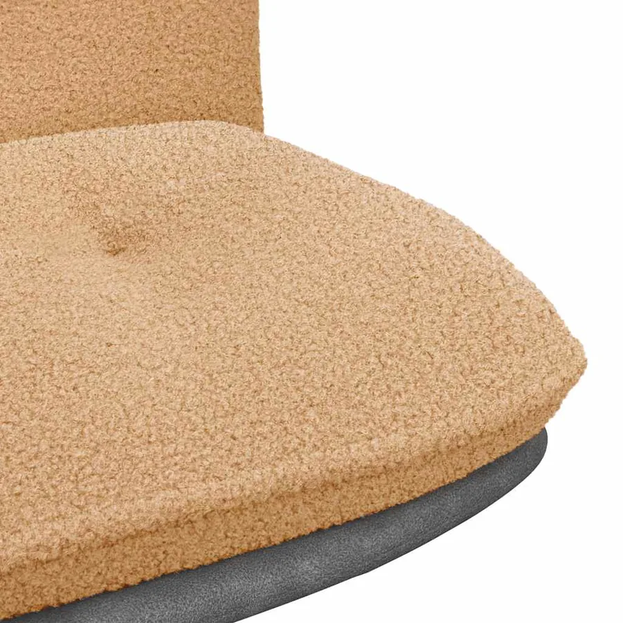 Chaise pivotante de bureau beige bouclé comme de la laine tissu - 8