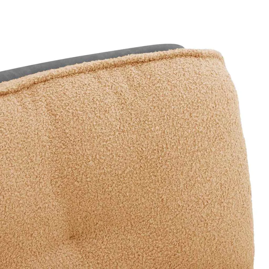 Chaise pivotante de bureau beige bouclé comme de la laine tissu - 9