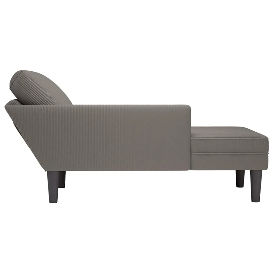 Chaise longue avec coussin gris clair tissu en velours côtelé - 5