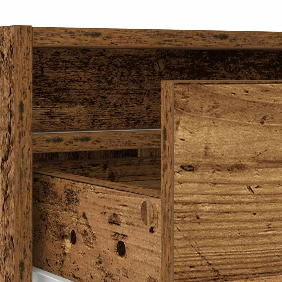Meuble TV avec lumières LED vieux bois 100X35,5x25 cm - 11