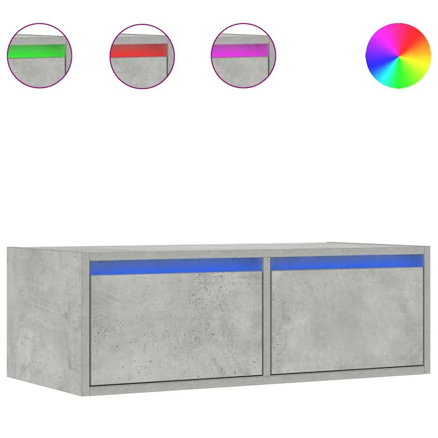 Meuble TV avec lumières LED gris béton 75x35,5x25 cm - 2