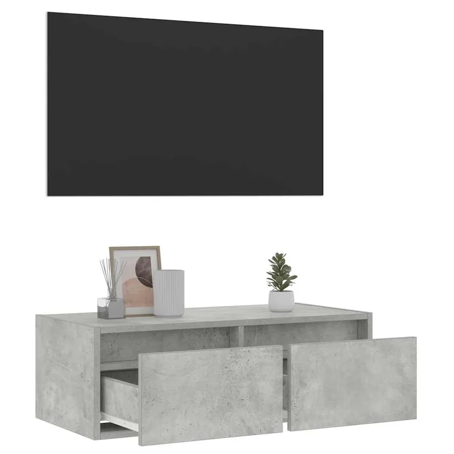 Meuble TV avec lumières LED gris béton 75x35,5x25 cm - 5