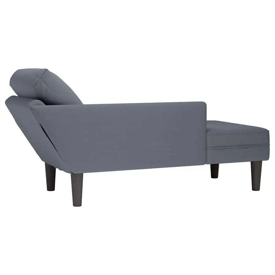 Fauteuil long et coussin et accoudoir droit gris foncé velours - 6