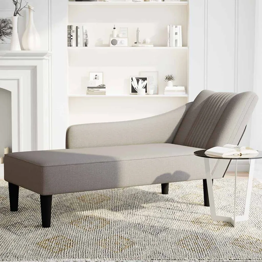 Fauteuil long avec accoudoir droit taupe tissu - 3