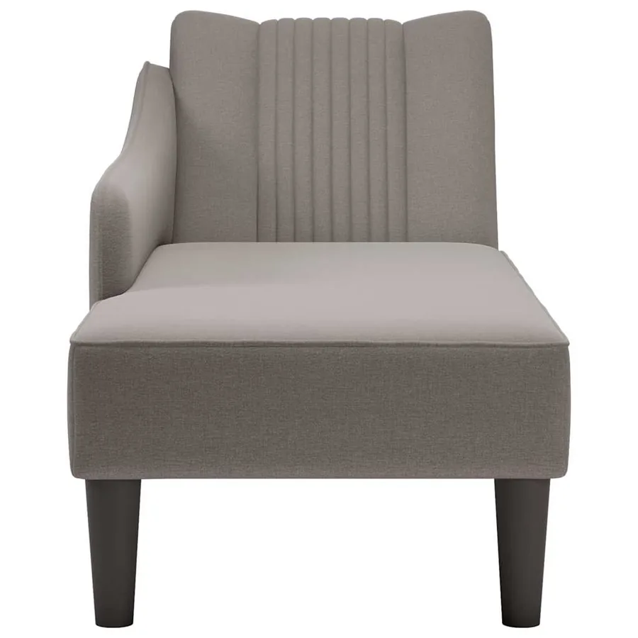 Fauteuil long avec accoudoir droit taupe tissu - 4