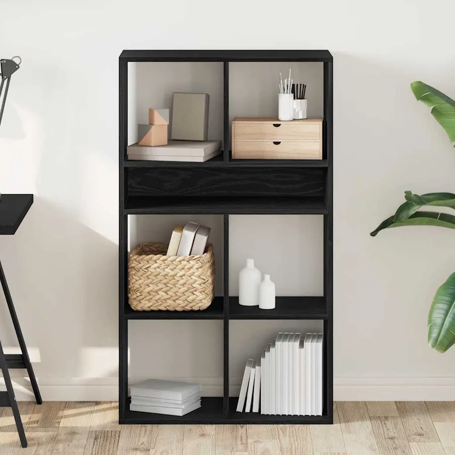 Bibliothèque noir 66x31x112 cm bois d'ingénierie - 3