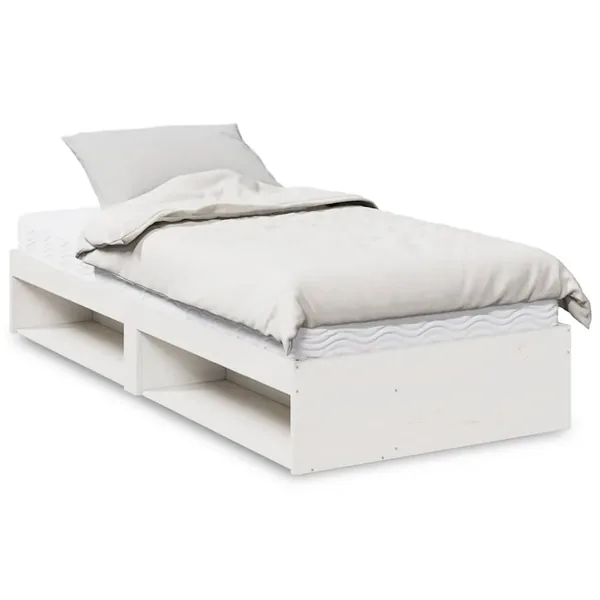 Lit de jour avec matelas blanc 90x200 cm bois de pin massif