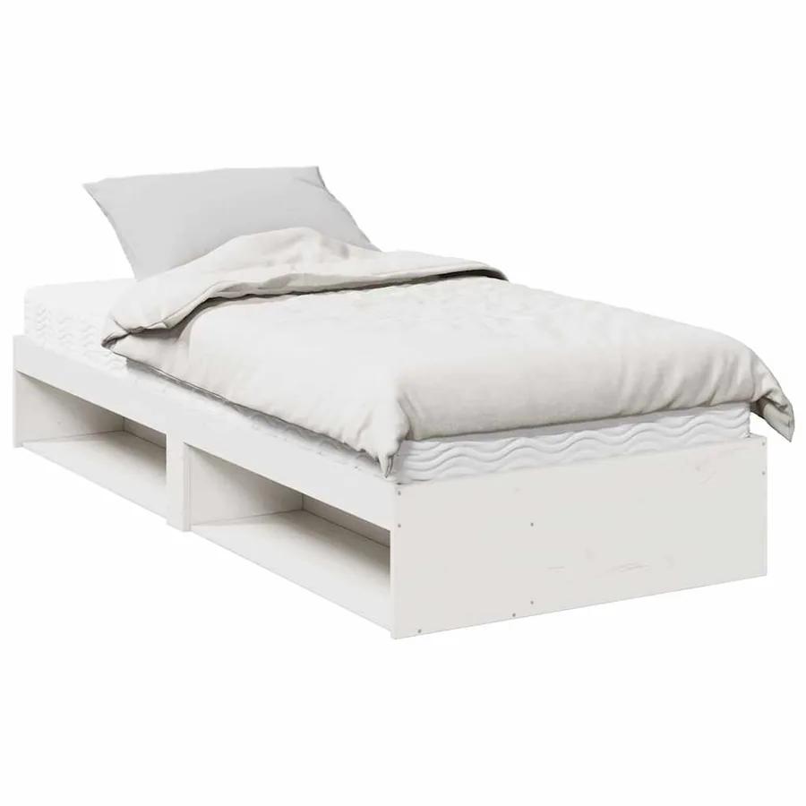 Lit de jour avec matelas blanc 90x200 cm bois de pin massif - 2