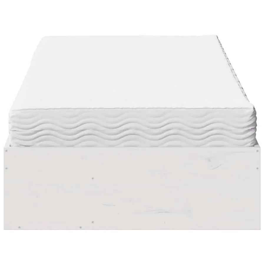 Lit de jour avec matelas blanc 90x200 cm bois de pin massif - 6