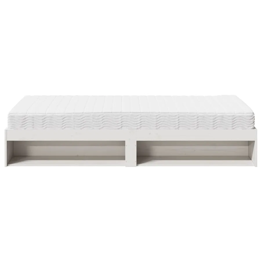 Lit de jour avec matelas blanc 90x200 cm bois de pin massif - 7
