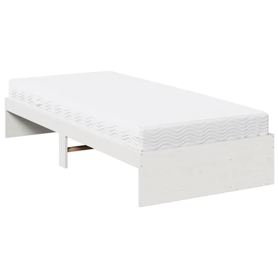 Lit de jour avec matelas blanc 90x200 cm bois de pin massif - 8