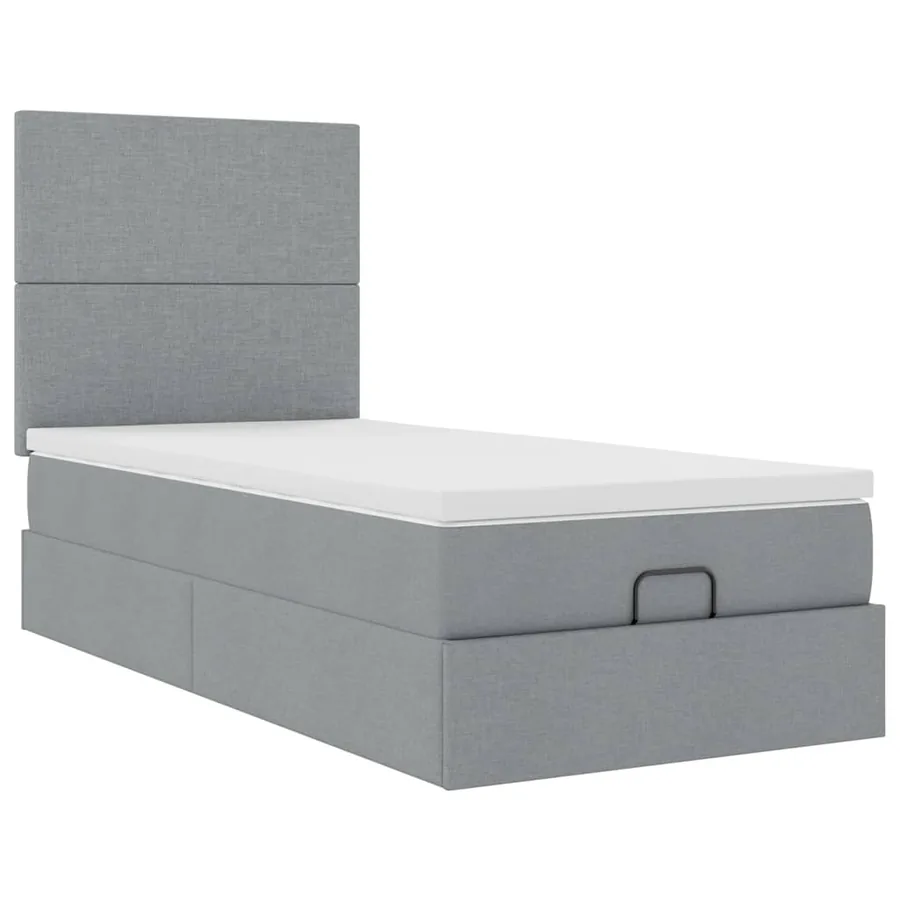 Cadre de lit ottoman avec matelas gris clair 80x200 cm tissu - 6