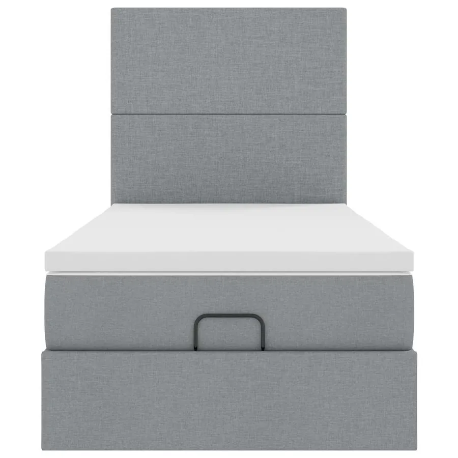 Cadre de lit ottoman avec matelas gris clair 80x200 cm tissu - 7