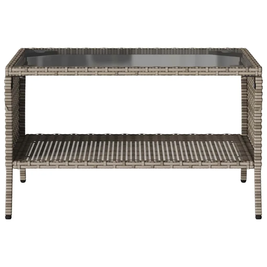 Canapé de jardin 2 places coussins et table gris résine tressée - 7