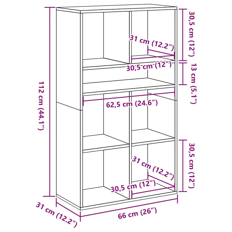 Bibliothèque chêne artisanal 66x31x112 cm bois d'ingénierie - 9