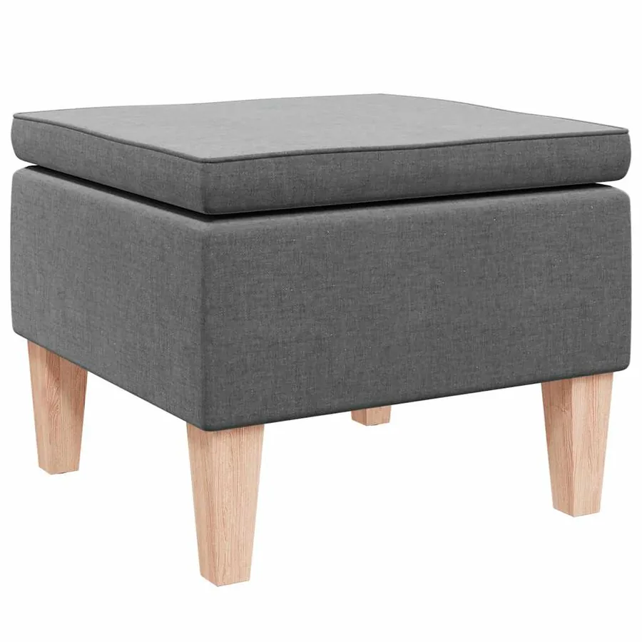Tabouret avec pieds en bois Gris foncé Tissu - 4