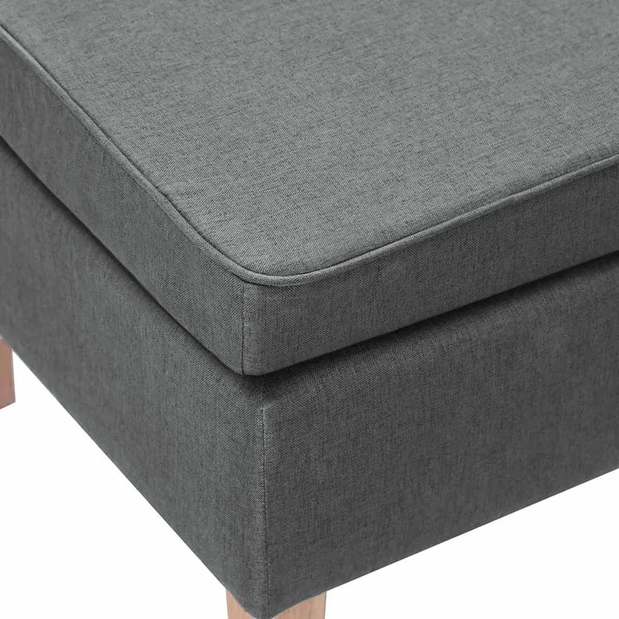 Tabouret avec pieds en bois Gris foncé Tissu - 6