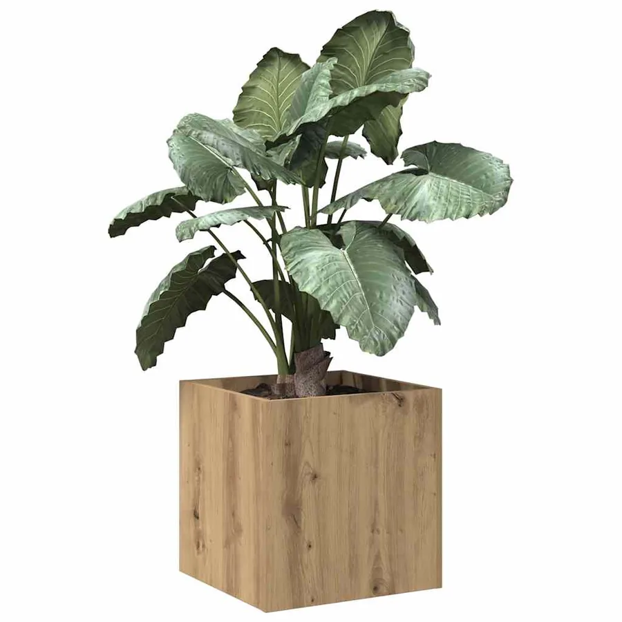 Jardinière chêne artisanal 40x40x40 cm bois d'ingénierie - 3