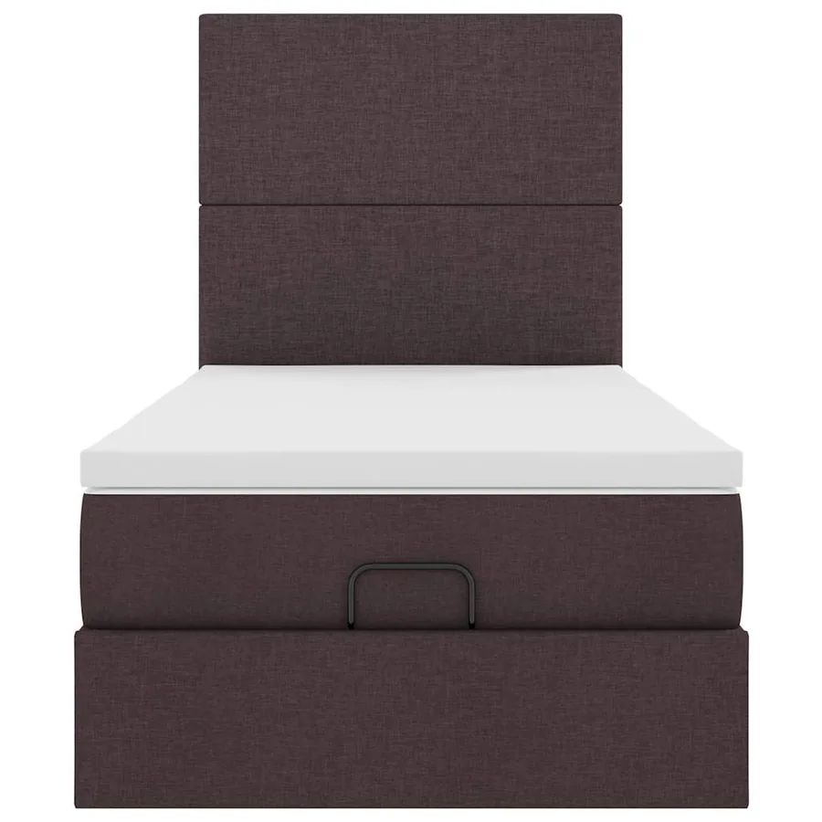 Cadre de lit ottoman avec matelas marron foncé 90x190 cm tissu - 8