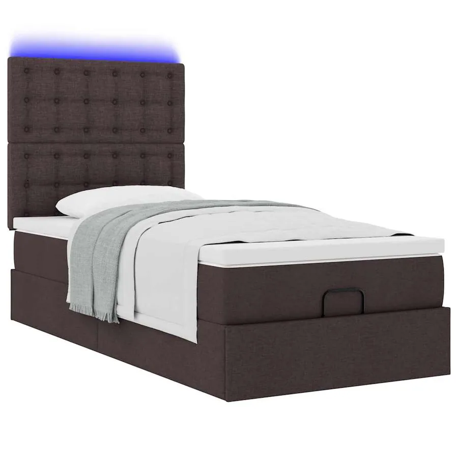 Cadre de lit ottoman avec matelas marron foncé 90x190 cm tissu - 6