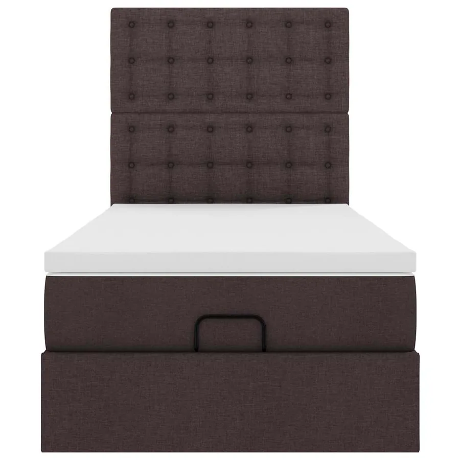 Cadre de lit ottoman avec matelas marron foncé 90x190 cm tissu - 8