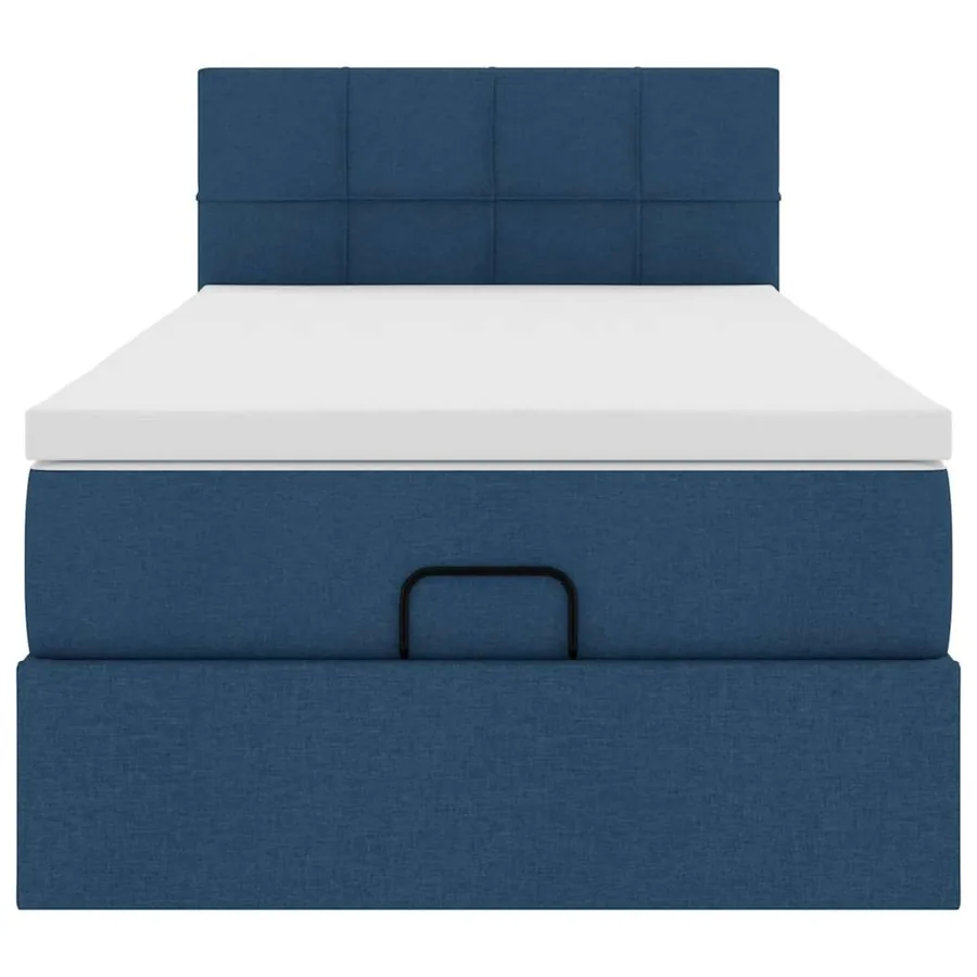 Cadre de lit ottoman avec matelas bleu 90x190 cm tissu - 7