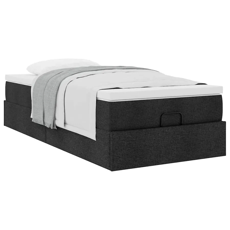 Cadre de lit ottoman avec matelas noir 90x190 cm tissu - 5