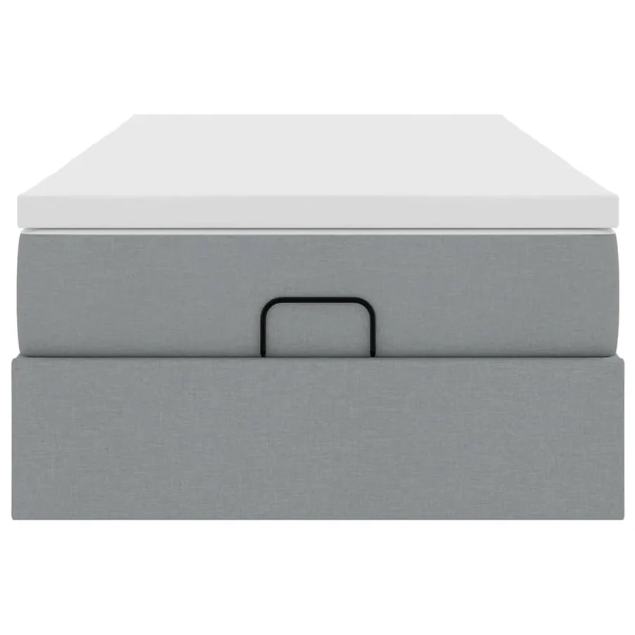 Cadre de lit ottoman et matelas gris clair 90x190 cm tissu - 7