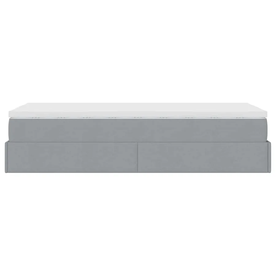 Cadre de lit ottoman et matelas gris clair 90x190 cm tissu - 9