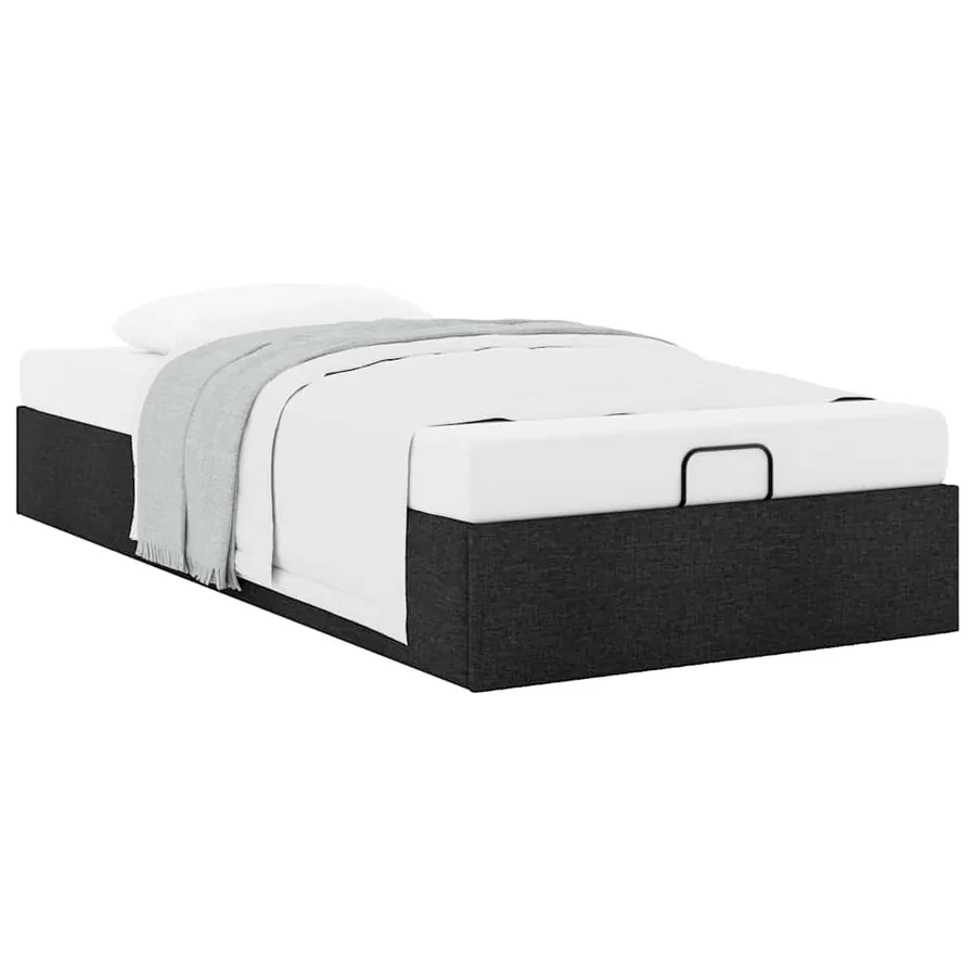 Cadre de lit ottoman sans matelas noir 90x190 cm tissu - 5