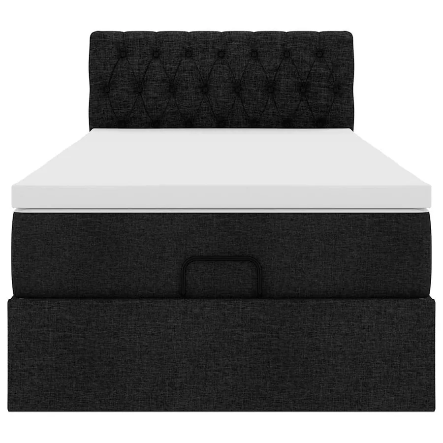 Cadre de lit ottoman avec matelas noir 90x190 cm tissu - 8