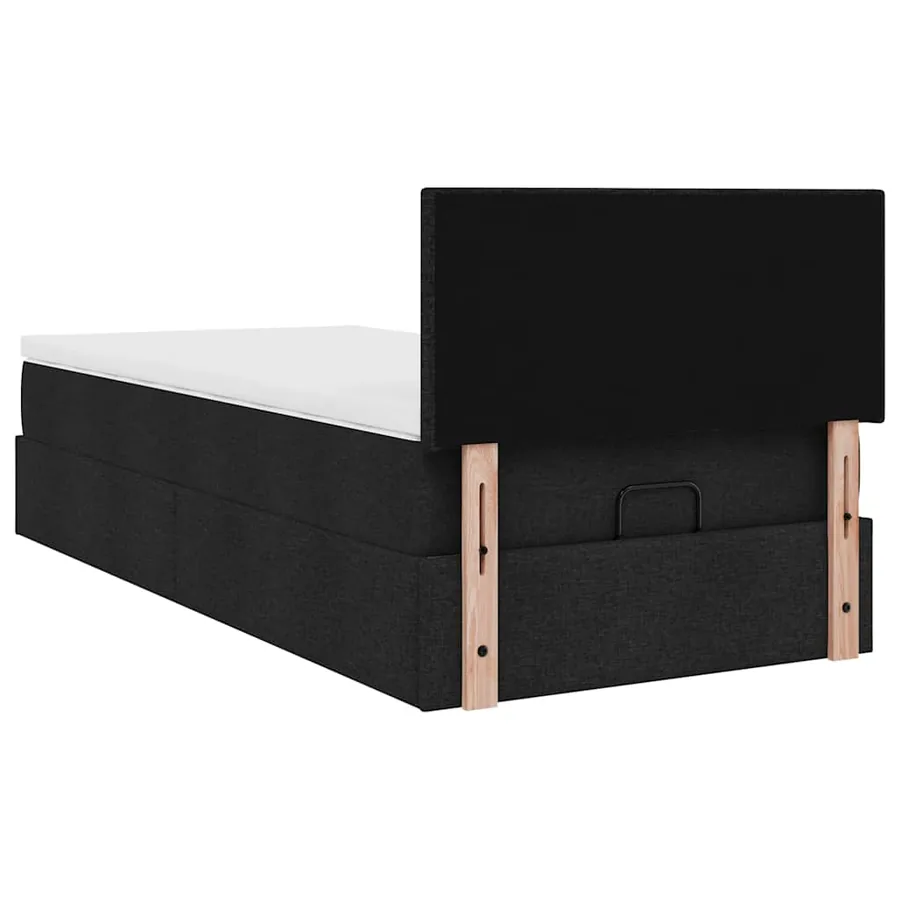 Cadre de lit ottoman avec matelas noir 90x190 cm tissu - 11