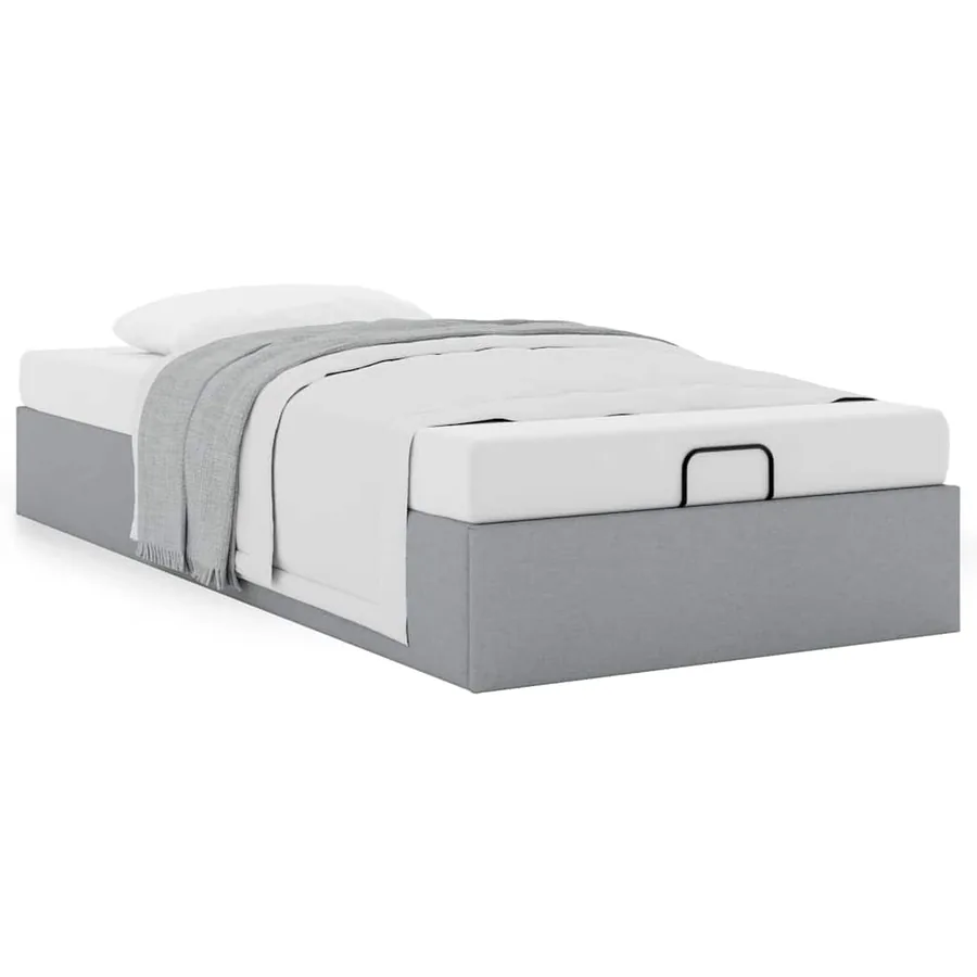 Cadre de lit ottoman sans matelas gris clair 90x190 cm tissu - 4