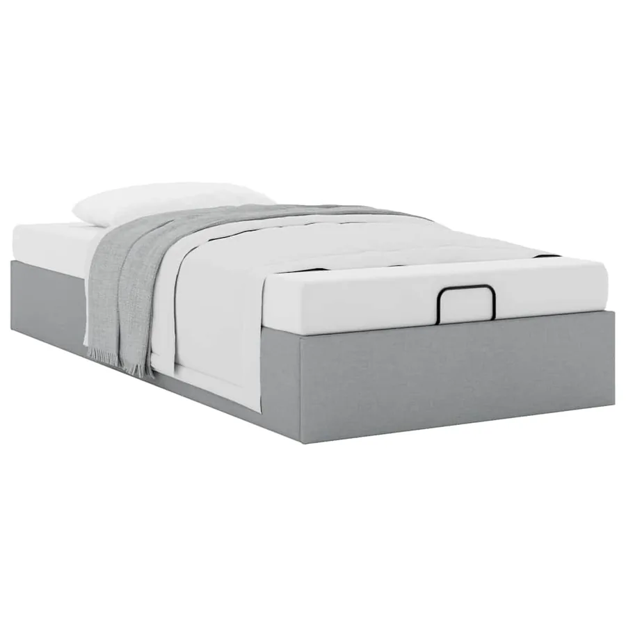 Cadre de lit ottoman sans matelas gris clair 90x190 cm tissu - 5