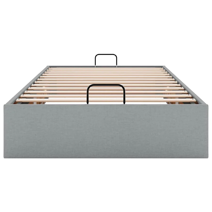 Cadre de lit ottoman sans matelas gris clair 90x190 cm tissu - 7