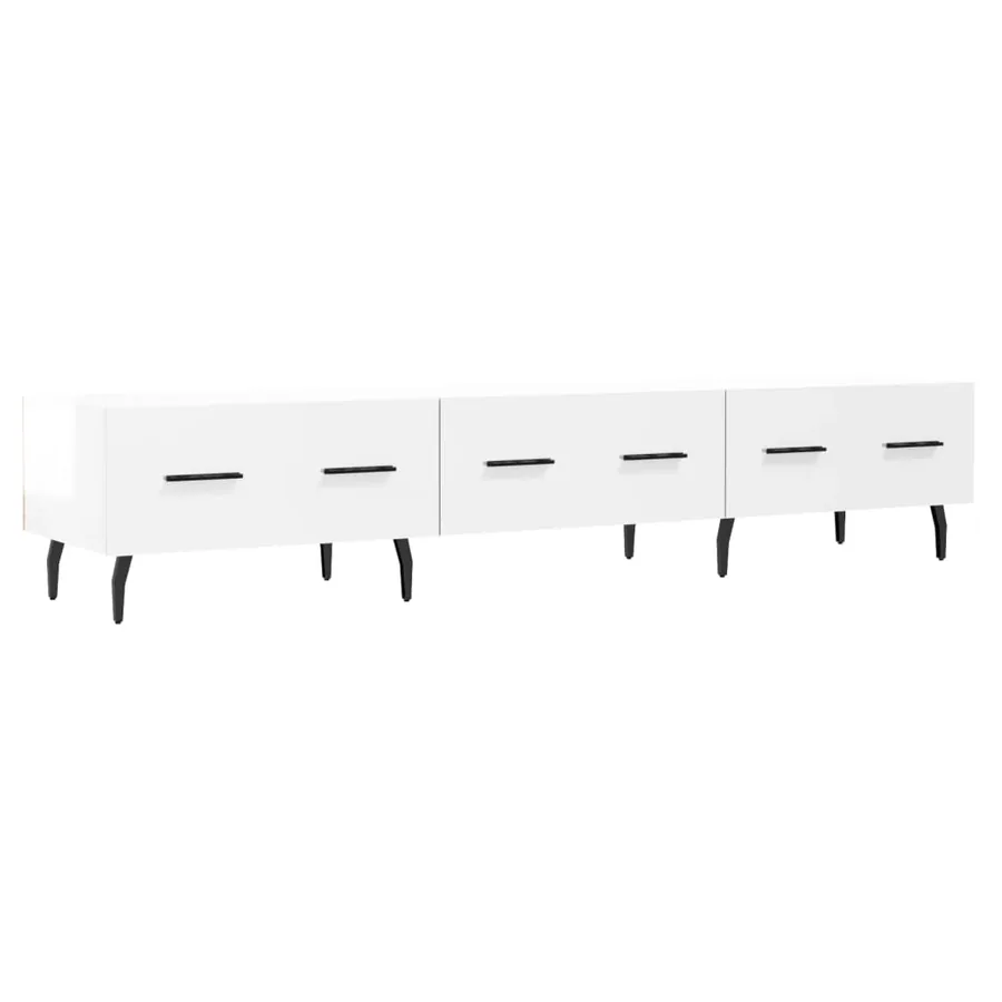 Meuble TV blanc brillant 150x36x30 cm bois d'ingénierie - 2