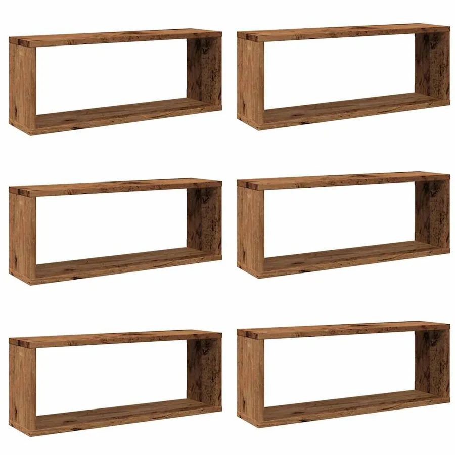 Étagères murales cube 6 pcs vieux bois 60x15x23 cm - 2