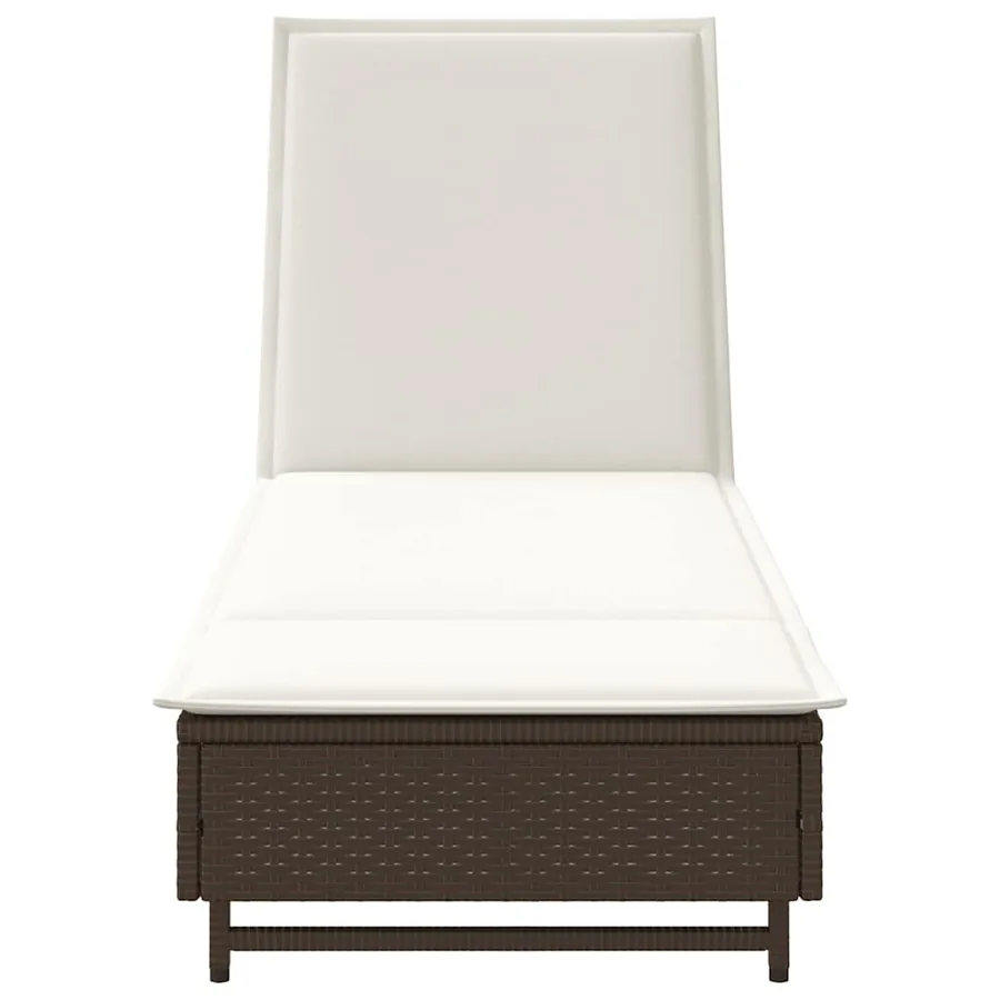 Chaise longue avec roues et coussin marron résine tressée - 6