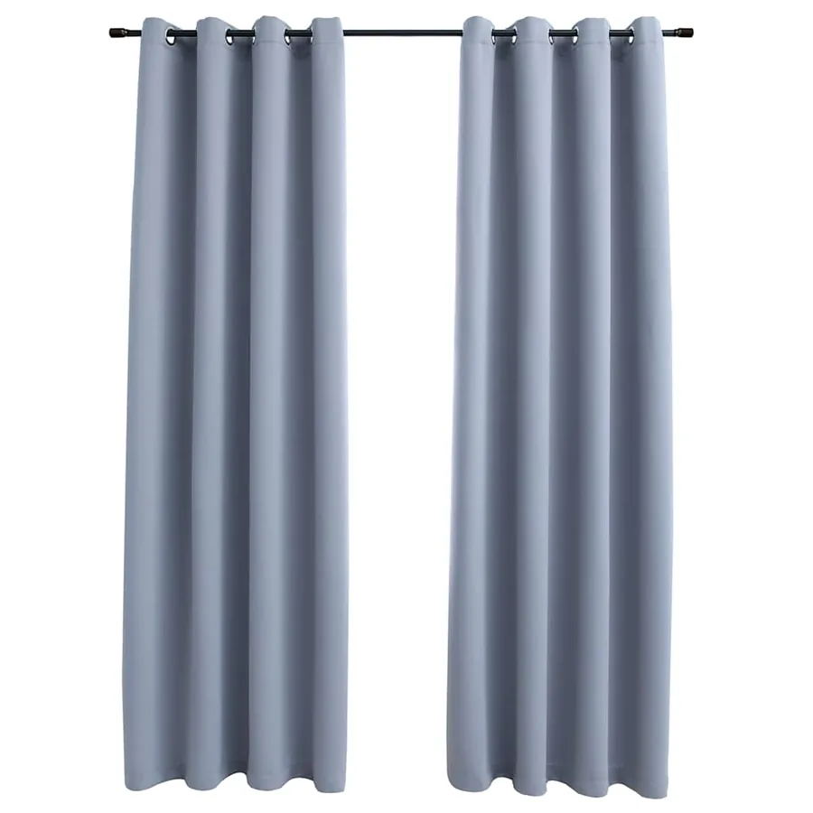 Rideaux occultants avec anneaux en métal 2 pcs Gris 140x225 cm - 2